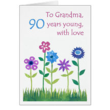 90th Birthday Card for a Grandmother - Flowers