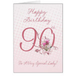 90th Birthday Card - Pink Roses - To A Very Specia
