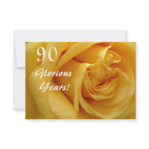 90th Birthday Celebration/DeepYellow Rose Custom Announcements
