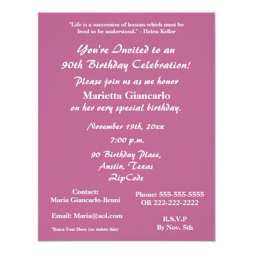90th Birthday Celebration!-Party/Floral Bouquet Custom Invitations