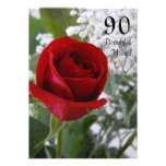 90th Birthday Celebration-Red Rose Invitations