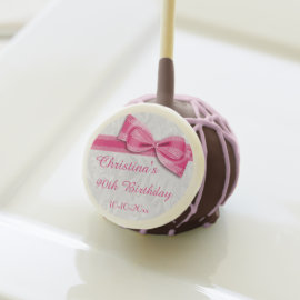 90th Birthday Damask and Faux Bow Cake Pops