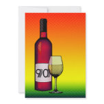 90th birthday : halftone wine bottle & glass invitation
