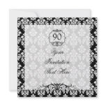 90th Birthday Invitation Black and White Damask