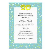 90th Birthday Invitation -- Confetti