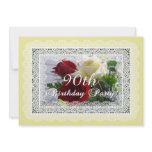 90th Birthday Party Celebration-Red/Yellow Roses Invitation