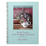 90th Birthday Party Guest Book, Vintage Teapot Notebook