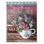 90th Birthday Party Guest Book, Vintage Teapot Spiral Notebook