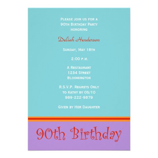 90th Birthday Party Invitation -- 90 Candles