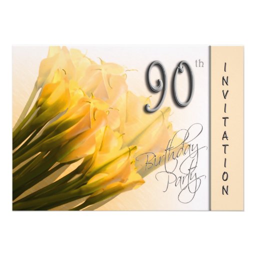 90th Birthday Party Invitation - Calla Lilies (front side)