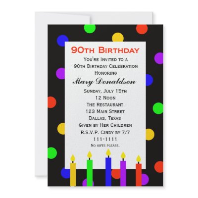 90th Birthday Party Invitation -- Candles and Dots by henishouseofpaper