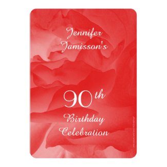 90th Birthday Party Invitation, Coral Pink Rose