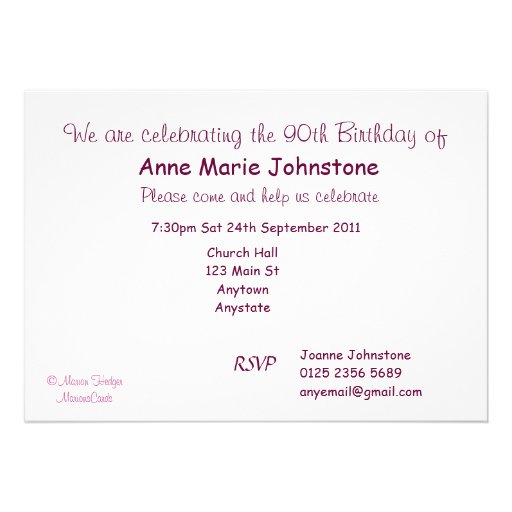 90th Birthday Party Invitation - Freesias candle