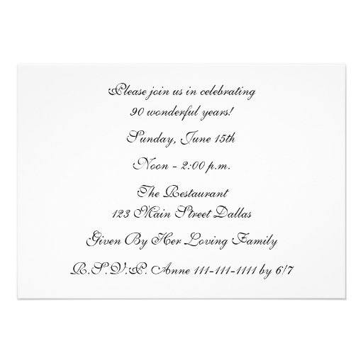 90th Birthday Party Invitation -- Gorgeous Floral