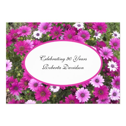 90th Birthday Party Invitation -- Gorgeous Floral (front side)