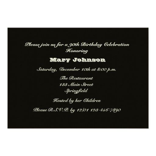 90th Birthday Party Invitation -- Gorgeous Roses