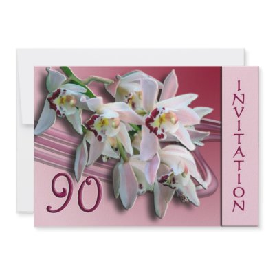 90th Birthday Party Invitation - Orchids (10-pack)