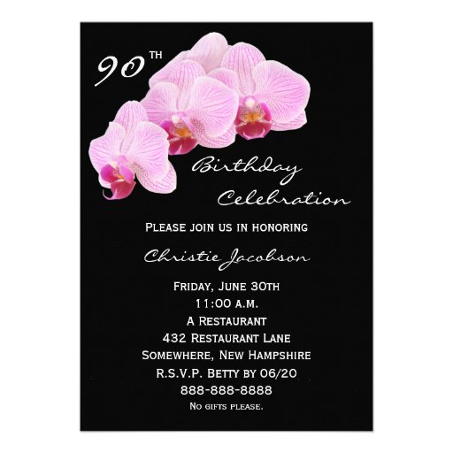 90th Birthday Party Invitation -- Orchids