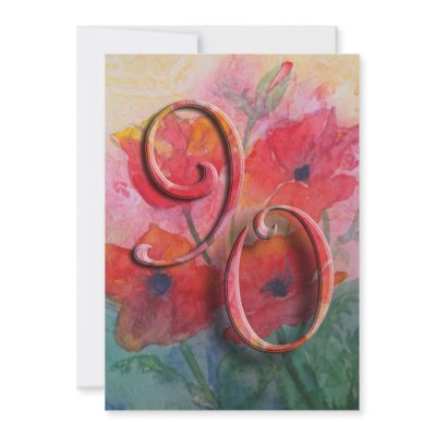 90th Birthday Party Invitation - Poppies by MarionsCards