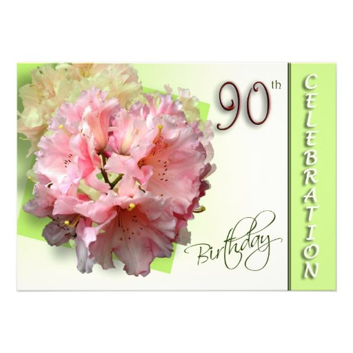90th Birthday Party Invitation - Rhododendron (front side)