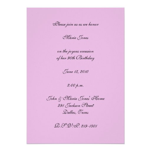 90th Birthday Party  Invitation -- Roses