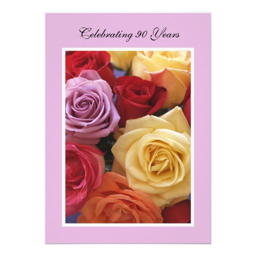 90th Birthday Party  Invitation -- Roses (front side)