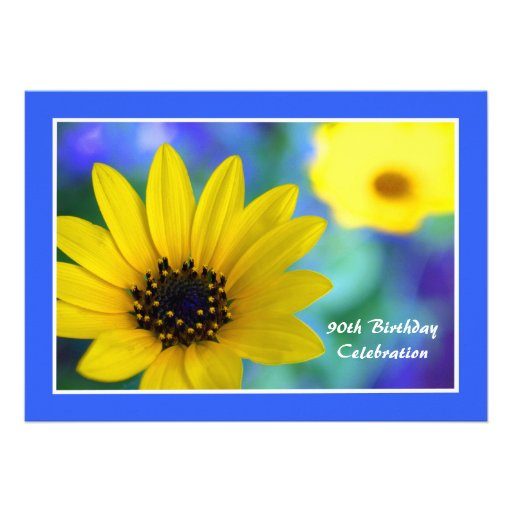 90th Birthday Party Invitation -- Sunflower (front side)