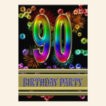 90th Birthday party Invitation with bubbles invitations