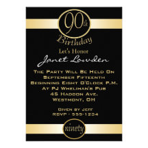 90th Birthday Party Invitations