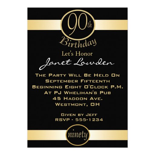 90th Birthday Party Invitations