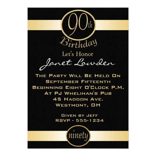 90th Birthday Party Invitations (front side)