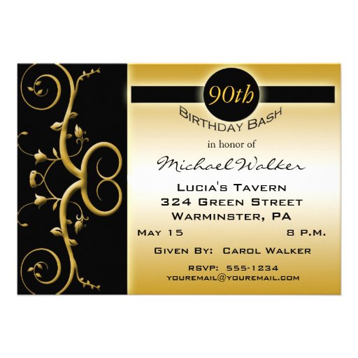 90th Birthday Party Invitations (front side)