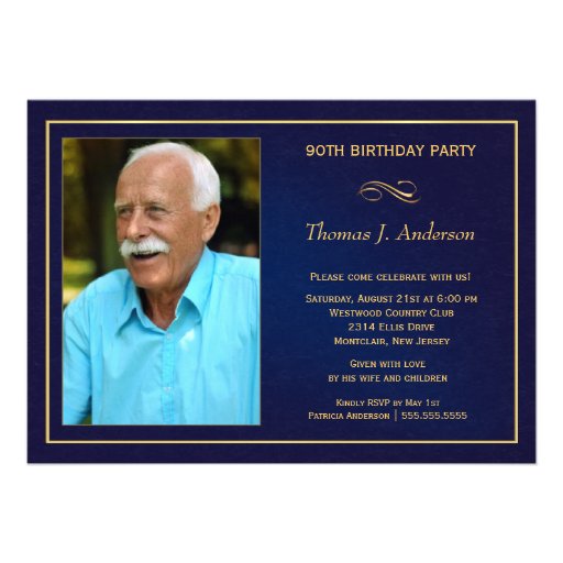 90th Birthday Party Invitations - Add your photo (front side)