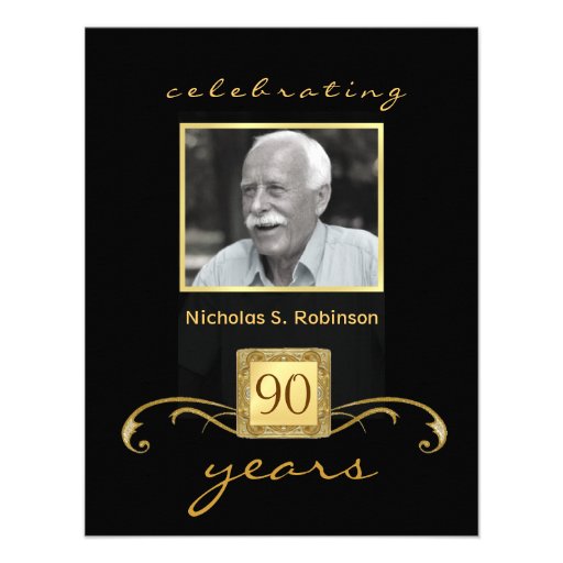 90th Birthday Party Invitations - Formal Monogram