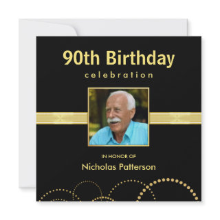 90th Birthday Party Invitations - Photo Optional