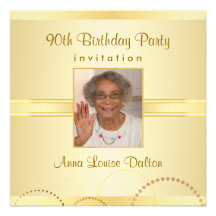 90th Birthday Party Invitations - Photo Optional