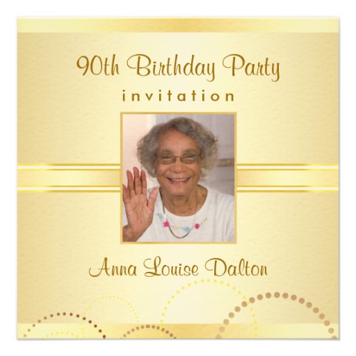 90th Birthday Party Invitations - Photo Optional (front side)