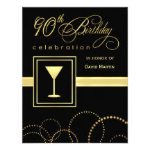 90th Birthday Party Invitations - with Monogram