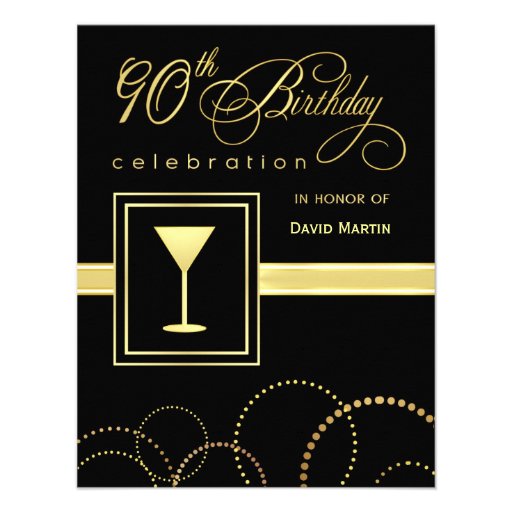 90th Birthday Party Invitations - with Monogram (front side)