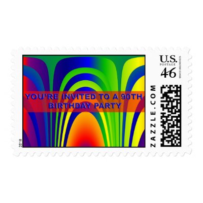 90th Birthday Party Invite Postage by NormaJean35