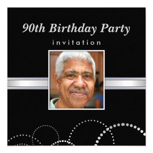 90th Birthday Party - Mens Photo Invitations (front side)