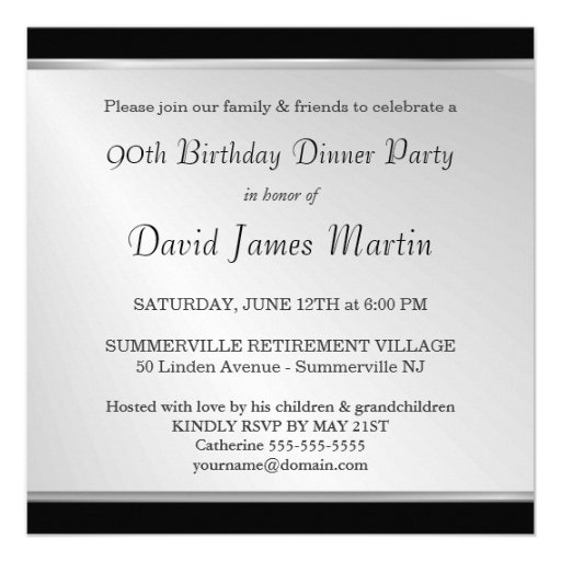 90th Birthday Party - Mens Photo Invitations