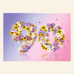 90th Birthday party, with flowered letters invitations