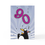 90th Birthday - Penguin Surprise Card