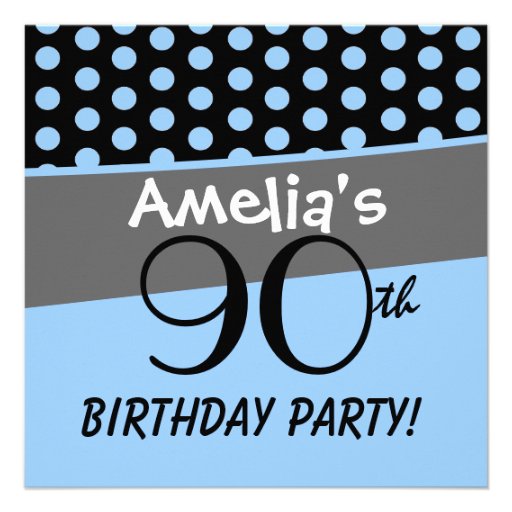 90th Birthday Polka Dots Modern Template Personalized Invitation 90th Birthday Polka Dots Modern Template Personalized Invitation