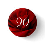 90th Birthday Red Rose Party Favour Pin buttons