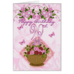 90th Birthday Special Lady, Roses And Flowers - 90 Greeting Card