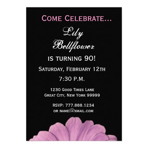 90th Birthday Template - Pink Daisy Invitations