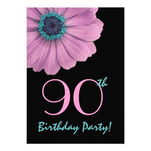 90th Birthday Template - Pink Daisy Invitations (front side)