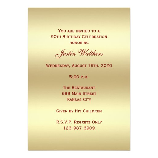 90th Photo Birthday Party Invitation - Burgundy 90